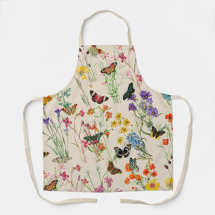 Watercolor Wildflowers & Butterflies Floral Garden Apron