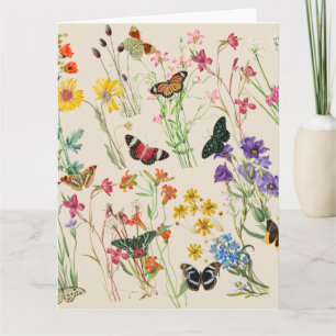 Watercolor Wildflowers & Butterflies Floral Garden Card