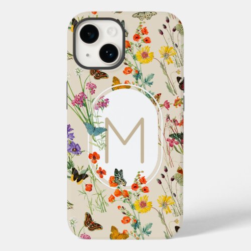 Watercolor Wildflowers  Butterflies Floral Garden Case_Mate iPhone 14 Case