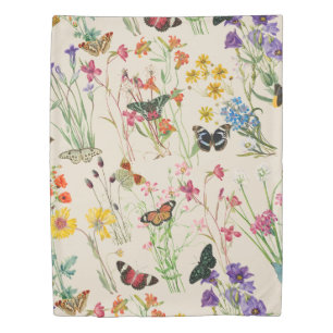 Watercolor Wildflowers & Butterflies Floral Garden Duvet Cover