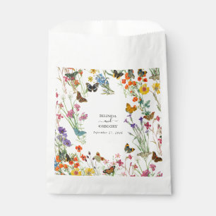 Watercolor Wildflowers Butterflies Floral Wedding Favor Bag