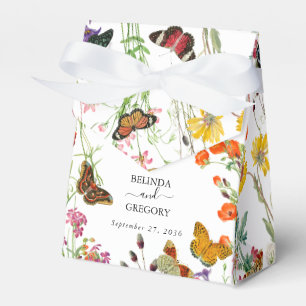Watercolor Wildflowers Butterflies Floral Wedding Favor Boxes