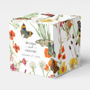 Watercolor Wildflowers Butterflies Floral Wedding Favor Boxes