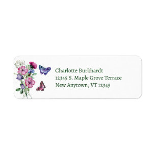 Watercolor Wildflowers Butterflies Label