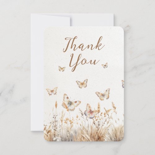 Watercolor Wildflowers Butterfly Boho Baby Shower Thank You Card