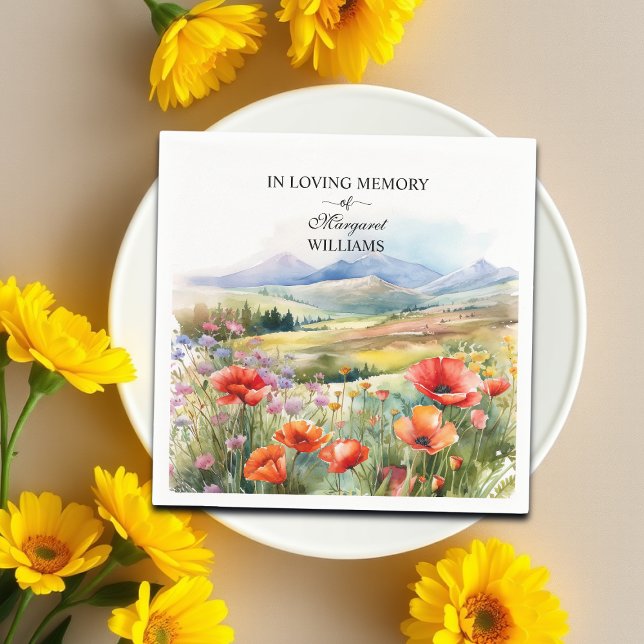 Watercolor Wildflowers Celebration Of Life Funeral Napkins (Creator Uploaded)