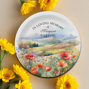 Watercolor Wildflowers Celebration Of Life Funeral Paper Plates