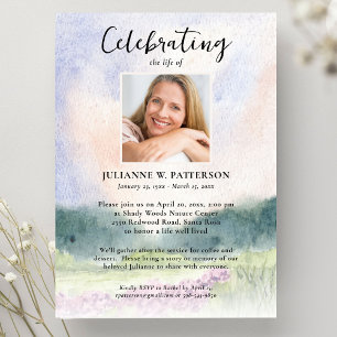 Watercolor Wildflowers Celebration of Life Photo Invitation