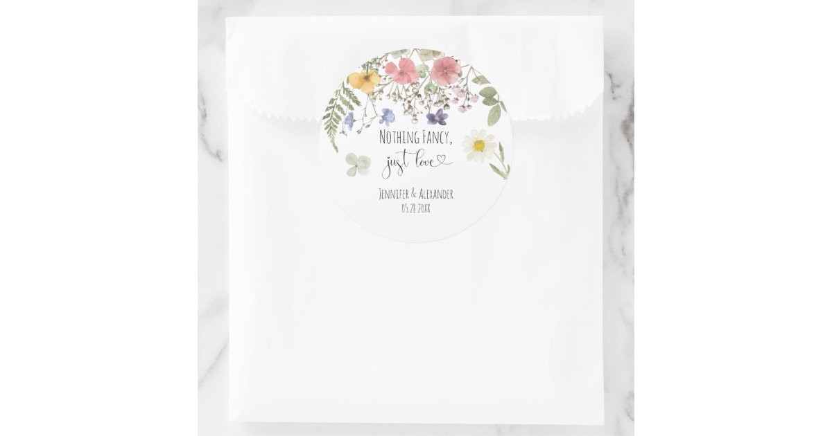 Watercolor Wildflowers Classic Round Sticker | Zazzle