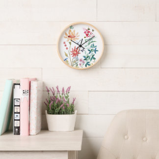 Watercolor Wildflowers Clock