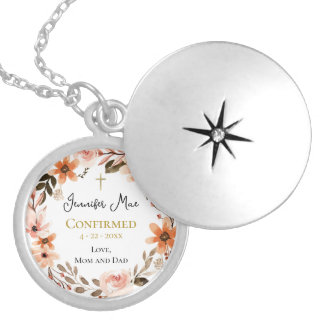 Watercolor Wildflowers Confirmation Gift Locket Necklace