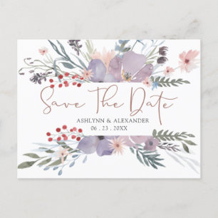 Watercolor Wildflowers Copper SAVE THE DATE Postcard
