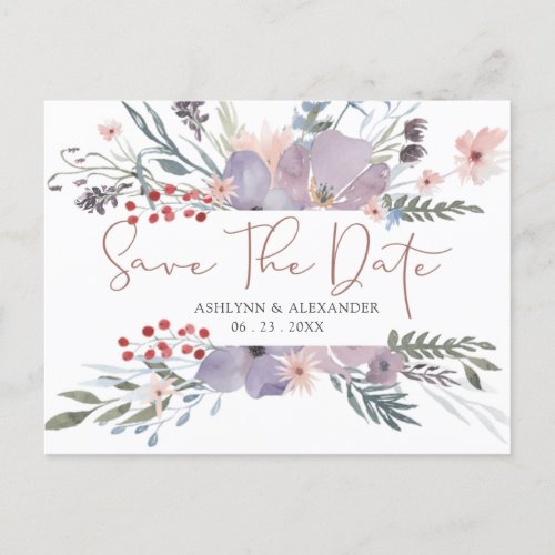 Watercolor Wildflowers Copper SAVE THE DATE Postcard