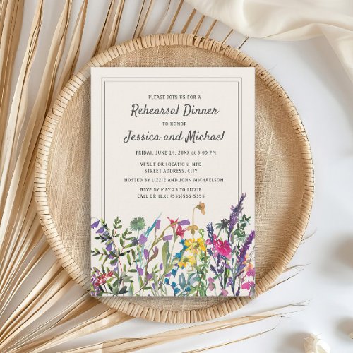 Watercolor Wildflowers Cream Rustic Wedding  Invitation