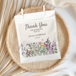 Watercolor Wildflowers Cream Wedding Favor Bag