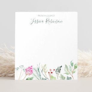 Watercolor Wildflowers Custom Name Floral Notepad