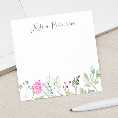 Watercolor Wildflowers Custom Name Floral Post_it Notes
