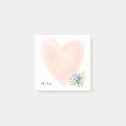 Watercolor Wildflowers Custom Name Floral  Post_it Notes