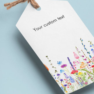 Watercolor Wildflowers Custom Text Hang Tags