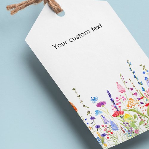 Watercolor Wildflowers Custom Text Hang Tags
