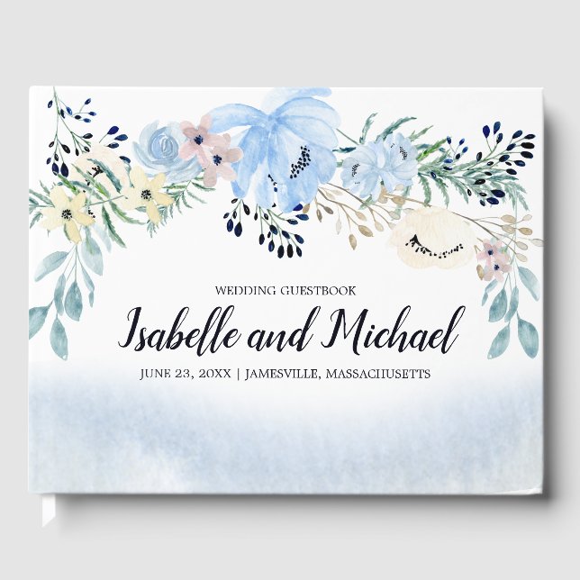 Watercolor Wildflowers Custom Wedding Guestbook (Front)