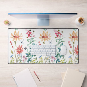 Watercolor Wildflowers Desk Mat