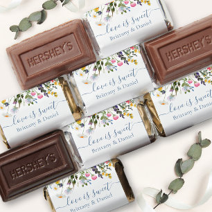 Watercolor Wildflowers Dusty Blue Love Is Sweet Hershey's Miniatures