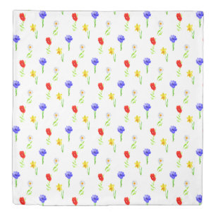 Watercolor Wildflowers Duvet Cover