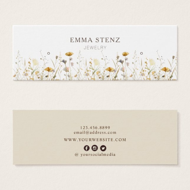 Watercolor Wildflowers Earring Hoops Studs Display (Front & Back)