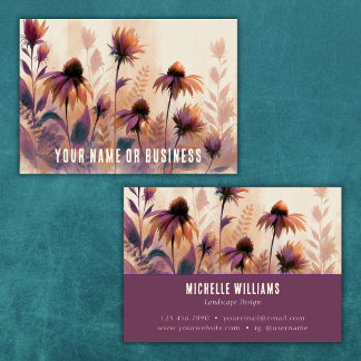 Watercolor Wildflowers | Echinacea Coneflowers Business Card