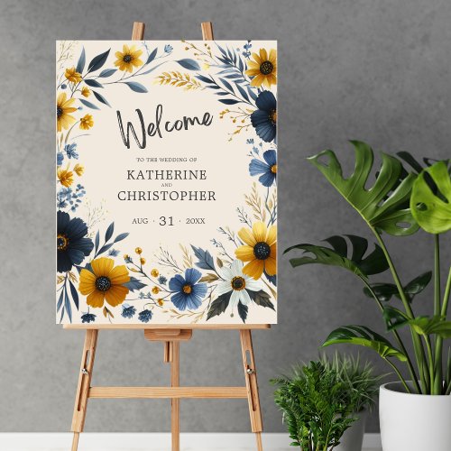 Watercolor Wildflowers Elegant Wedding Welcome Foam Board