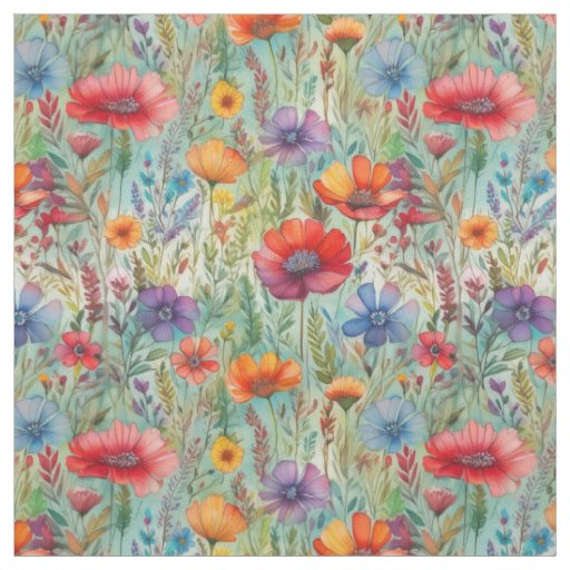 Watercolor Wildflowers Fabric