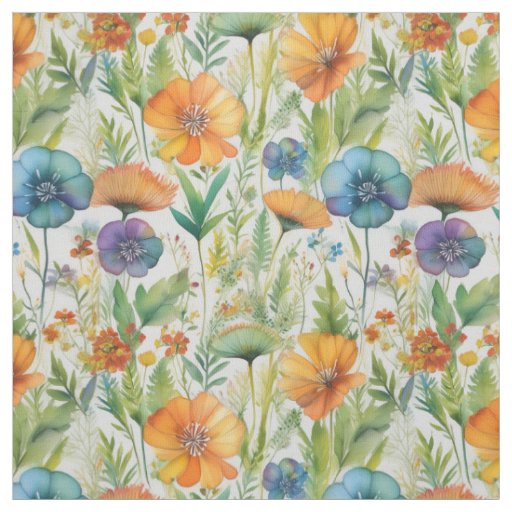 Watercolor Wildflowers Fabric