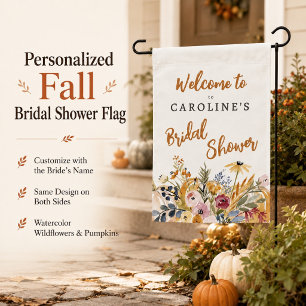 Watercolor Wildflowers Fall Bridal Shower Welcome Garden Flag