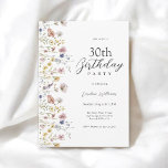 Watercolor Wildflowers Floral 30th Birthday Party Invitation<br><div class="desc">A beautifully feminine 30th birthday party invitation to celebrate a birthday in elegant style,  this charming watercolor floral design has wildflowers in mixed pastel colors along the left border.  All of the text may be personalized for your party. This invitation is available as printed and paperless digital download.</div>
