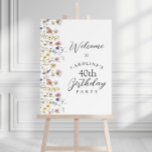 Watercolor Wildflowers Floral 40th Birthday Party Foam Board<br><div class="desc">Light, airy and so very stylish, this 40th birthday party welcome sign is bordered along the left edge in watercolor wildflowers with beautiful soft colors of yellow, pink, blue and ivory beige. The easy to personalize text template is clean and modern with lovely styling. The text template can be edited...</div>