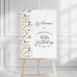 Watercolor Wildflowers Floral 40th Birthday Party Foam Board<br><div class="desc">Light, airy and so very stylish, this 40th birthday party welcome sign is bordered along the left edge in watercolor wildflowers with beautiful soft colors of yellow, pink, blue and ivory beige. The easy to personalize text template is clean and modern with lovely styling. The text template can be edited...</div>