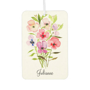 Watercolor Wildflowers Floral Bouquet with Name Air Freshener