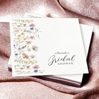 Watercolor Wildflowers Floral Bridal Shower Napkins by DancingPelican at Zazzle