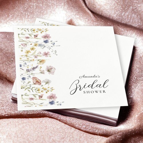 Watercolor Wildflowers Floral Bridal Shower Napkins