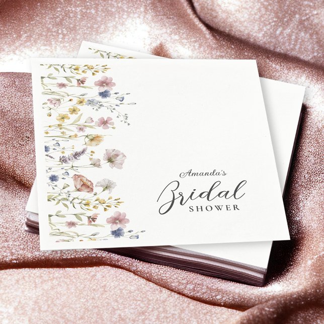 Watercolor Wildflowers Floral Bridal Shower Napkins (Creator Uploaded)