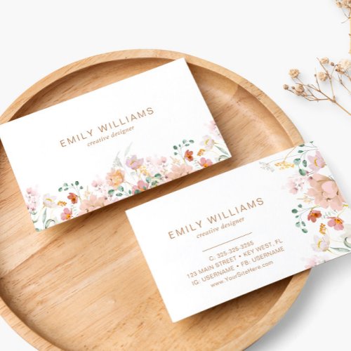Watercolor Wildflowers Floral Business Card