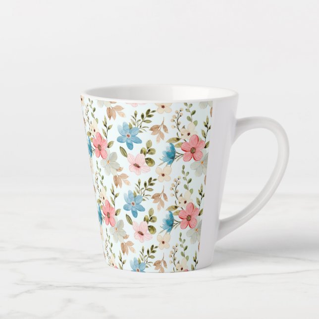 Watercolor Wildflowers Floral Pattern-67676 Latte Mug (Right)