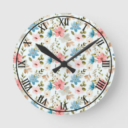 Watercolor Wildflowers Floral Pattern-67676 Round Clock