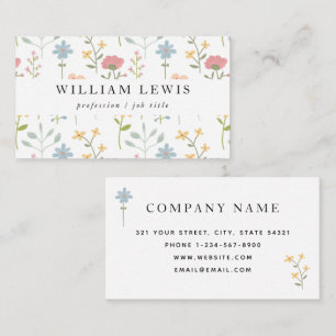 Watercolor Wildflowers Floral Pattern Business Card