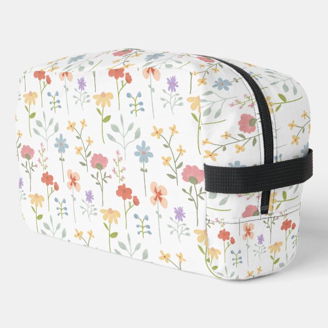 Watercolor Wildflowers Floral Pattern Dopp Kit (Left Corner)