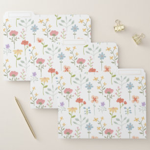 Watercolor Wildflowers Floral Pattern File Folder