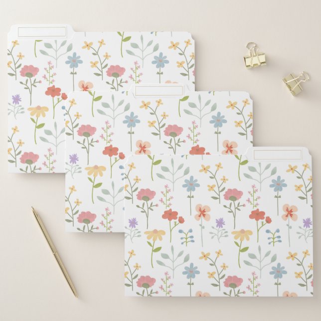Watercolor Wildflowers Floral Pattern File Folder (Set)