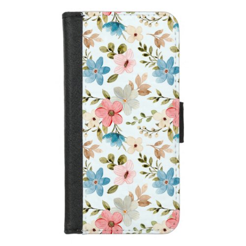 Watercolor Wildflowers Floral Pattern iPhone 87 Wallet Case