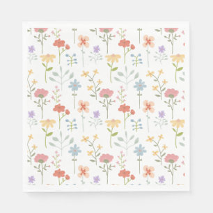 Watercolor Wildflowers Floral Pattern Napkins